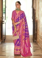 Banarasi Silk Purple Wedding Wear Banarasi Broket Saree